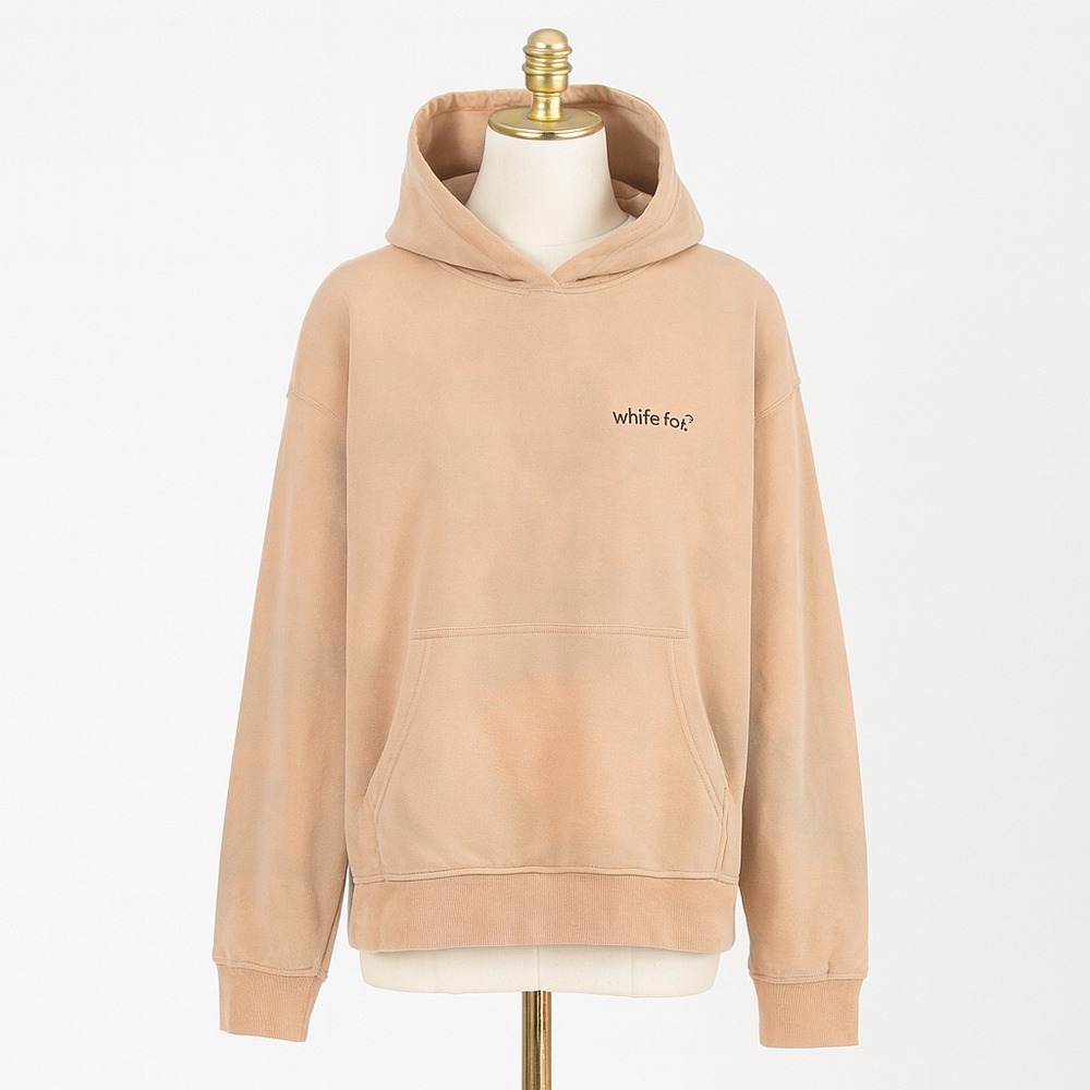 White Fox Oversized Hoodie Womens S/M Beige Gray Pullover Streetwear‎ Y2K Casual